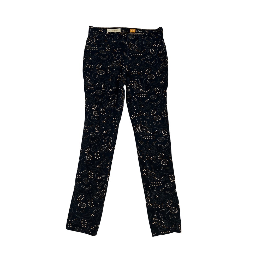 Pilcro and the Letterpress No 29 Serif Corduroy Pants Navy Paisley Print Size 29